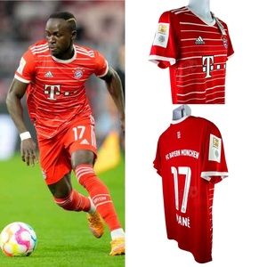 💥 New 2022/23 FC Bayern Munich Mané #17 Home Mens Soccer Jersey